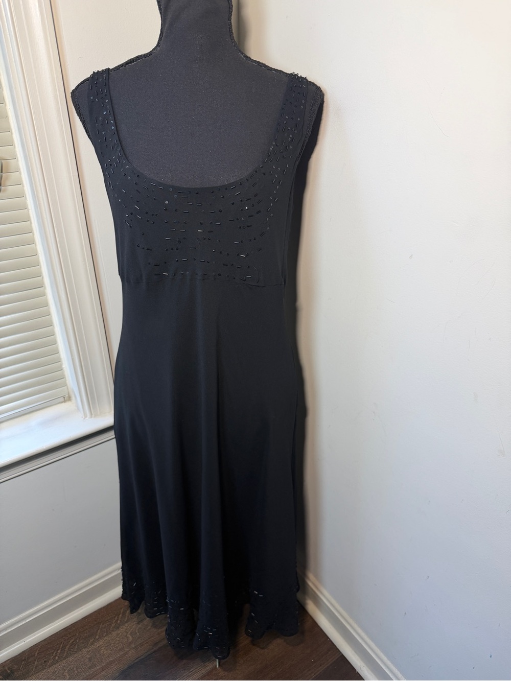 Jones New York Black 100% Silk Beaded Maxi Dress Women’s Size 12 Evening